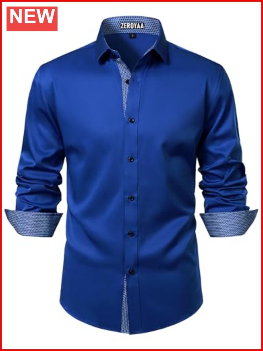 Men's Stretch Long Sleeve Dress Shirt Regular Fit Button Down